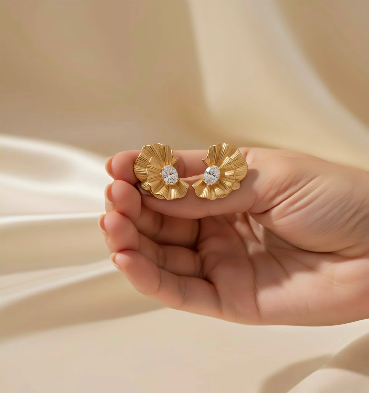 Floral Diamond Stud Earrings